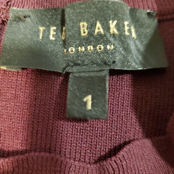 Ted Baker London Dorlean Scallop Trim Skater Dress In Burgundy Sz  4 US supposed - Picture 5 of 11